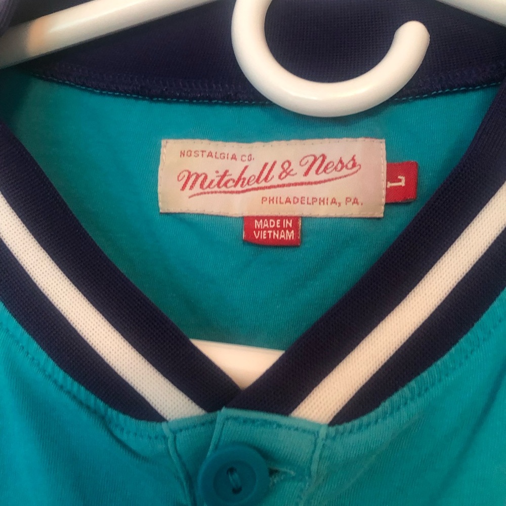Mitchell & Ness Teal and Navy Button-Front shirt